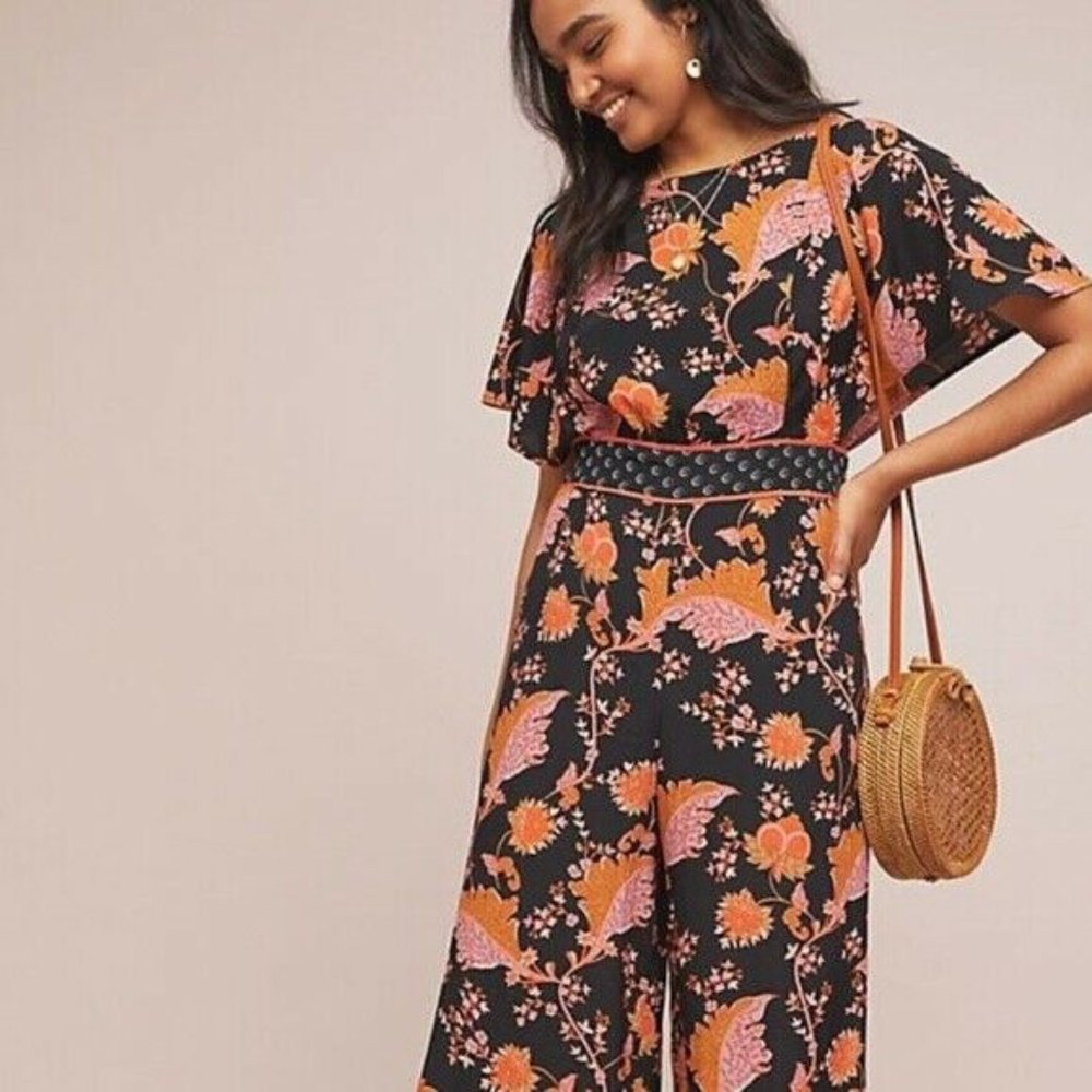 Anthropologie • Belted Botanical Jumpsuit